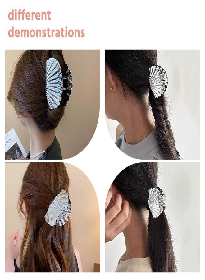 Sisadodo Shell Claw Clips for Girls Women Fashion Seashell Hair Clip Claws for Teen Girl Stylish Metal Hair Claw Clamps for Styling Sea Shell Silver Shell Hair Accessories for Women Non Slip Clip Barrettes - Image 4